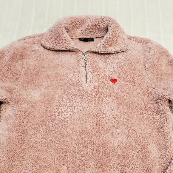 Topshop Pink Fuzzy Teddy 1/4 Zip Sweater - Picture 2 of 16
